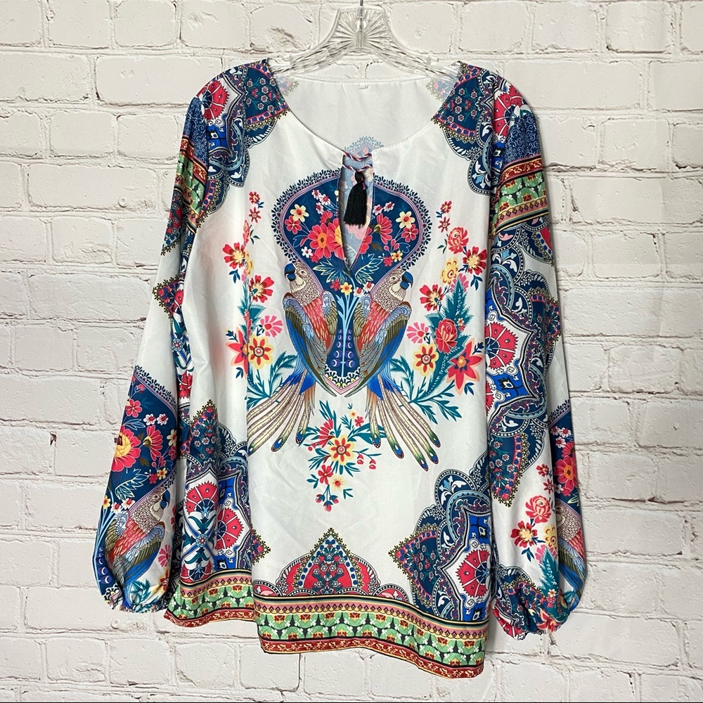 Gorgeous Long Sleeve Parrot Blouse